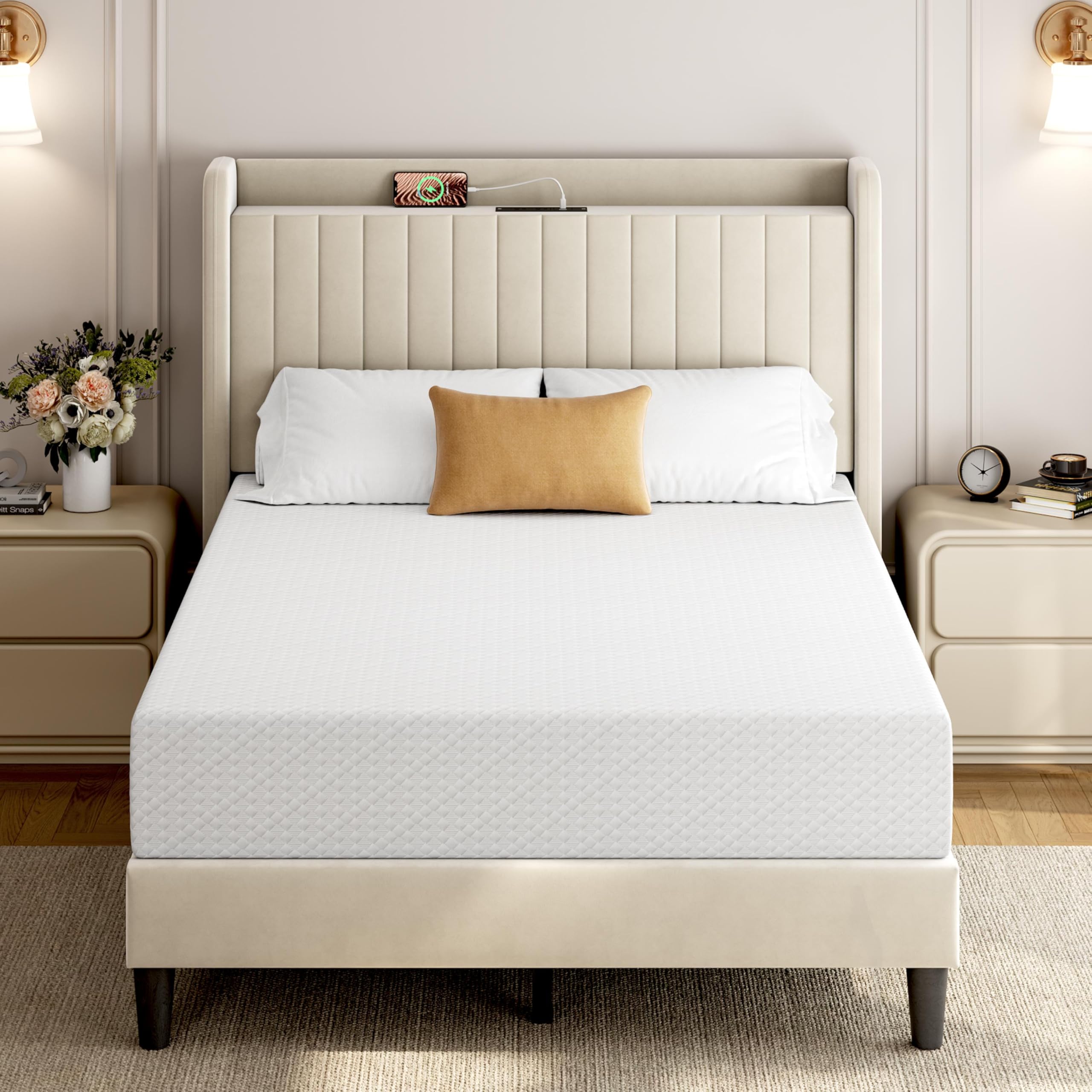 Yaheetech 10 Inch Full Size Mattress 3 Foam Layer Cooling Gel Memory Foam Mattresses, Green Tea for Fresher Sleep, Medium Firm, CertiPUR-US Certified, No Fiberglass, Full Mattress in a Box