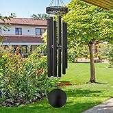 ASTARIN 48'' Wind Chimes for Outside Deep Tone - Large Windchimes with 6 Heavy Tubes, Outdoor Memorial Chimes Outdoor for Garden Hanging Décor,Sympathy Gifts,Black