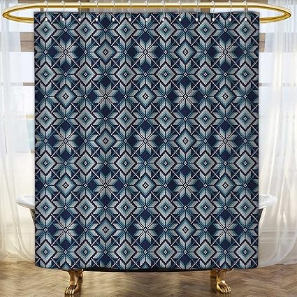 Anhounine Blue And White Shower Curtains Mildew Resistant Winter