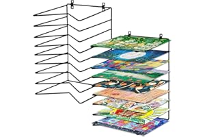 Rainmae 2 Pack Art Drying Rack for Classroom 9-Shelf Paint Drying Metal Racks Wall Mount & Desktop Stand for Art Studio School Artboard Storage and Paper Organization