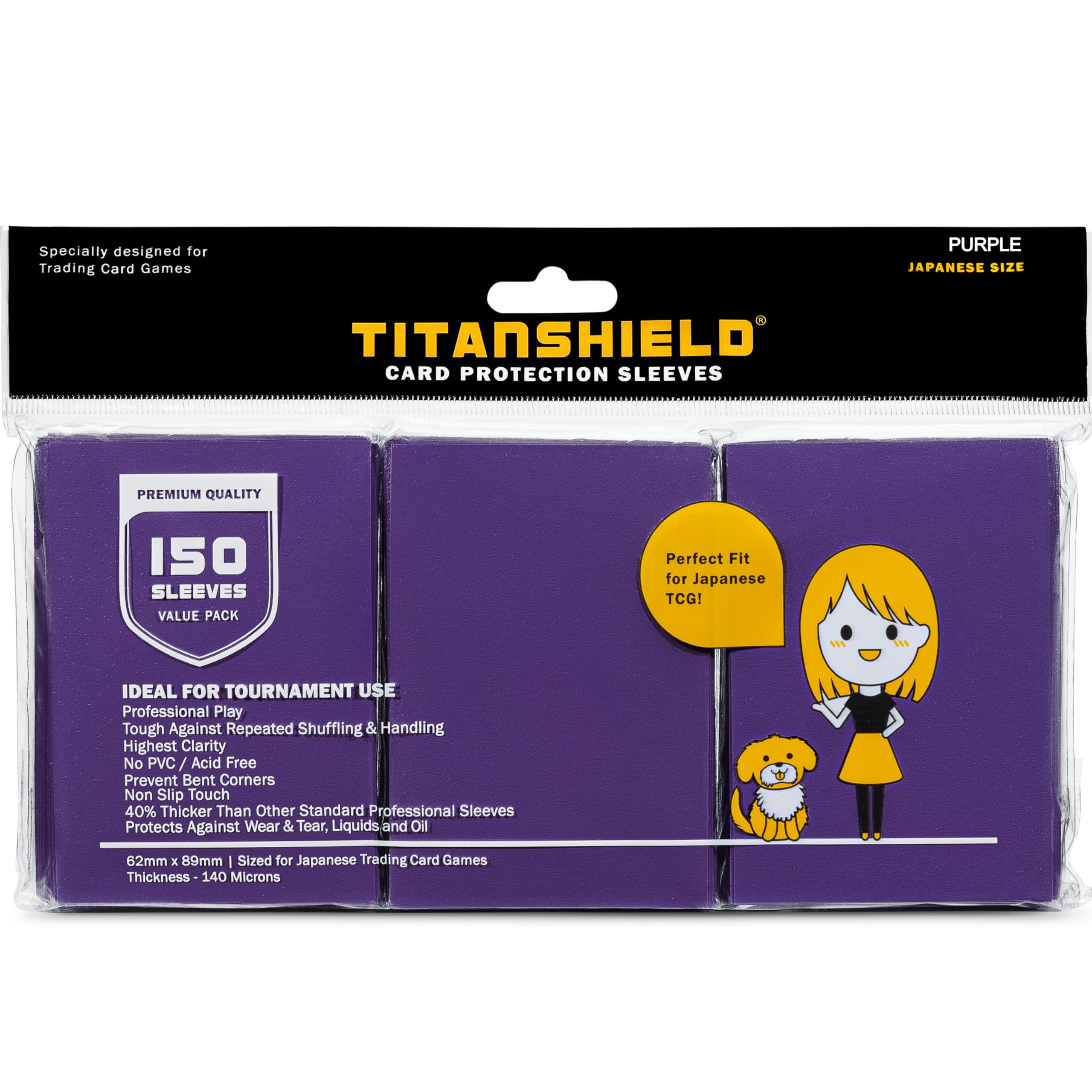 TitanShield (150 buste/viola) piccole dimensioni giapponesi carte da scambio carte protettive compatibile con Yu-Gi-Oh!, Cardfight!! Vanguard & Photocards