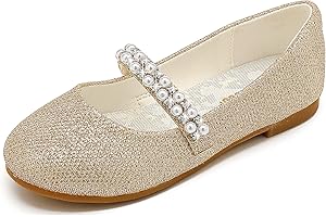 Parrosoo Girls Dress Shoes Mary Jane Shoes Ballet Flats Low Heel Toddler Girl School Princess Wedding Shoes for Little Big Kids
