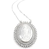 Our Lady of Guadalupe Mother of Pearl Pendant Silver Plated Necklace
