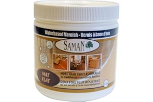 SamaN Interior Water Based Varnish with Aluminum Oxide – Crystal Clear Wood Finish (Flat Finish, 16)
