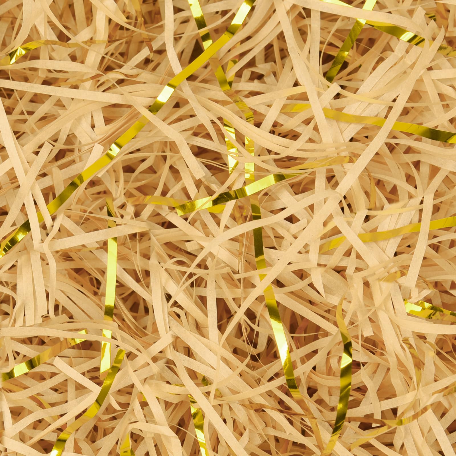 HXJDAM 300g Brown and Gold Shredded Tissue Paper for Gift Boxes and Bags, Hamper Filling, Gift Basket Filler, Gift Filler Paper for Packaging Decoration.