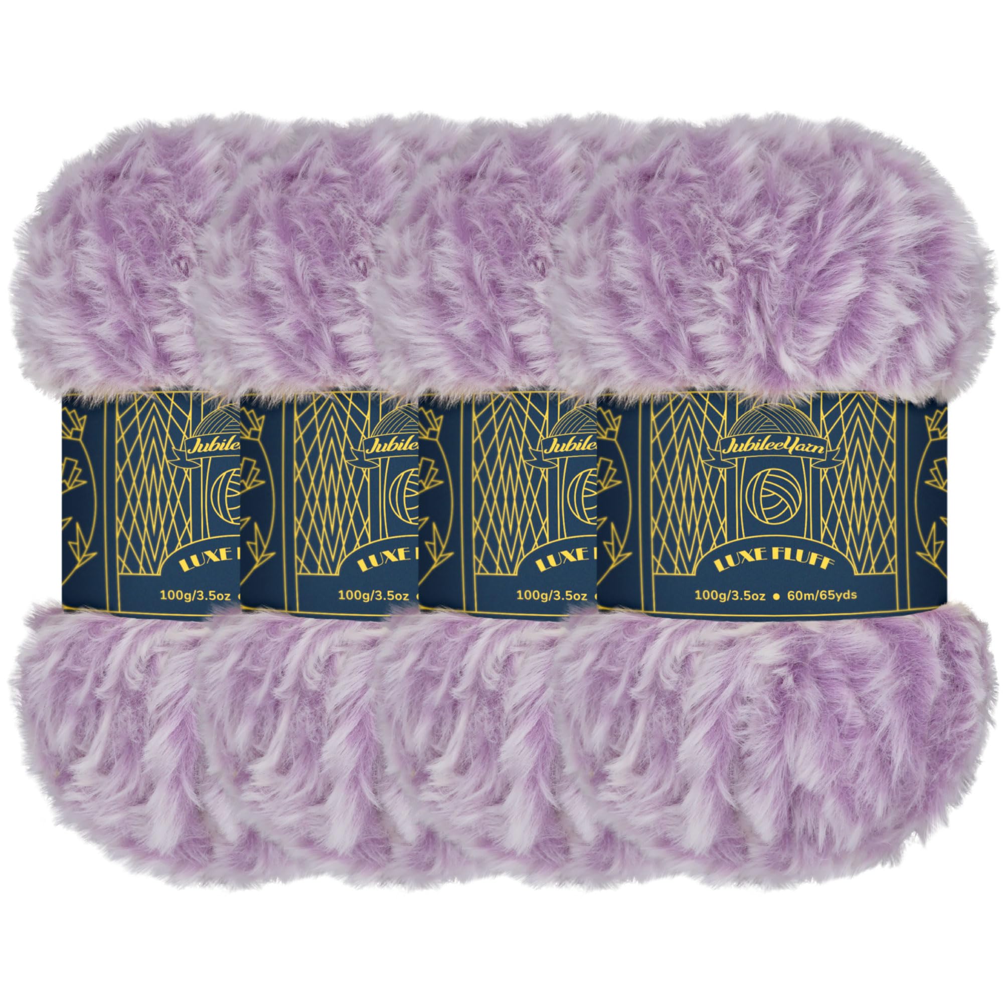 BambooMN Chunky Fluffy Faux Fur Eyelash Yarn - 100% Polyester - 100g/Skein - 4 Skeins - Lavender and White