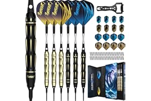 IgnatGames Premium Soft Tip Darts – 6/12 Pack Brass Barrels with Aluminum Shafts, 16 GlideXPro Flight Set, Tool Kit, Giftable Case & 100 Extra Tips