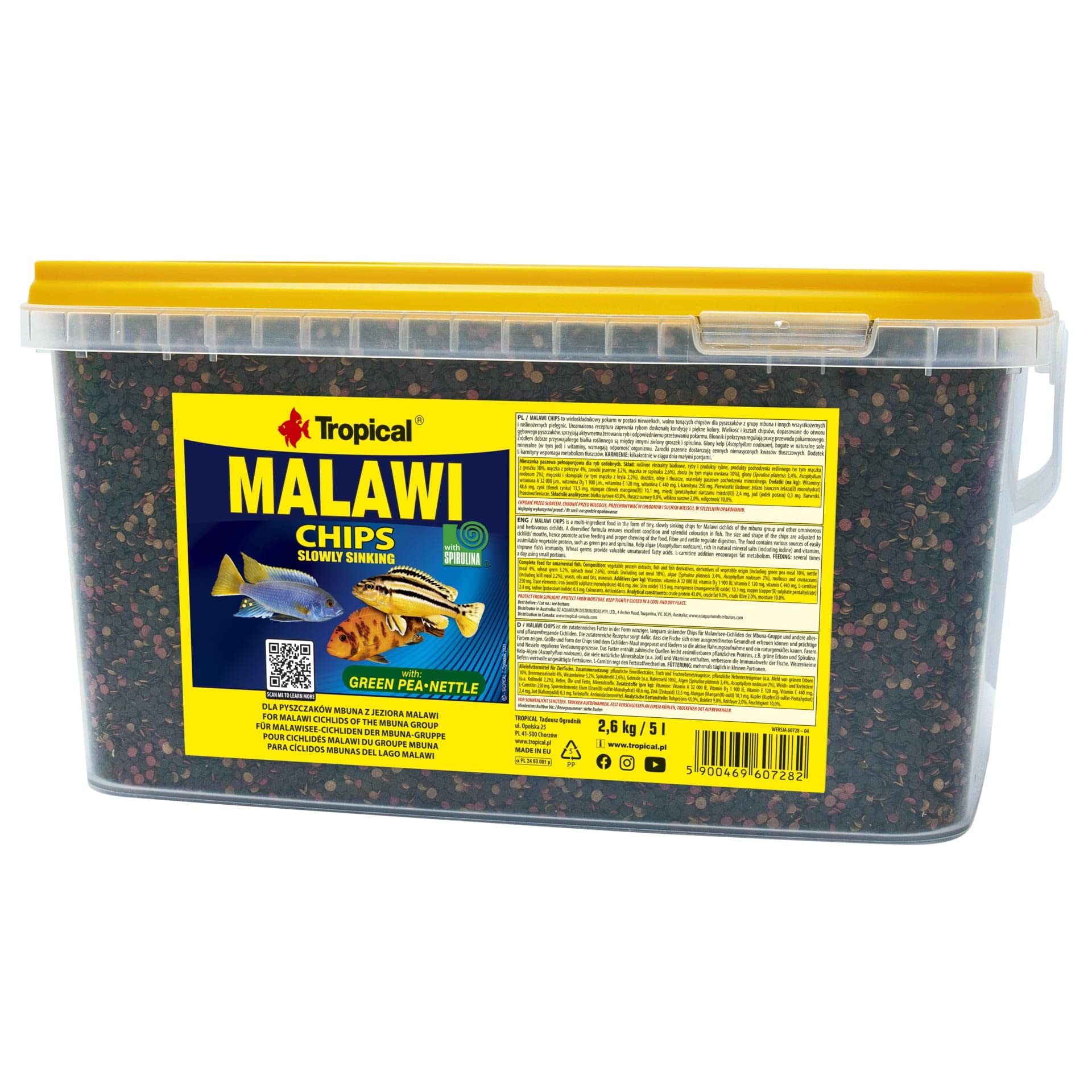 Tropical MALAWI CHIPS 5L / 2,6kg - premium food for malawi cichlids (mbuna group) & omnivorous cichlids – supports health, coloration & breeding