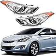 UnayKolb Left And Right Pair Headlight Halogen Headlamp W/o Bulb For 2011 2012 2013 Hyundai Elantra 92101-3Y000 HY2502161