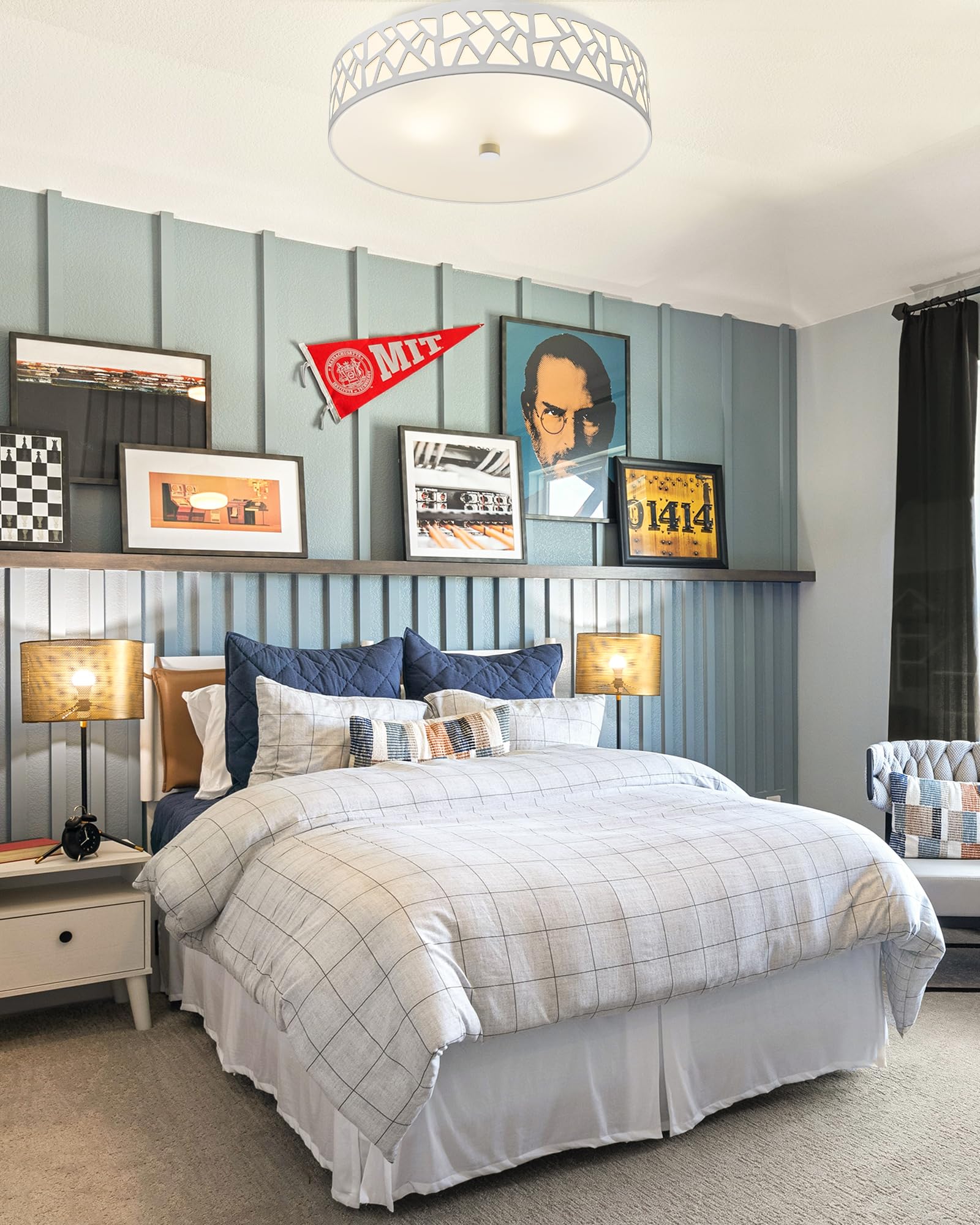 VICNIE 2-Light Flush Mount Ceiling Light, 12 inch Modern Ceiling Light Fixture with White Metal and Frosted Glass Shade for Hallway, Kitchen, Bedroom