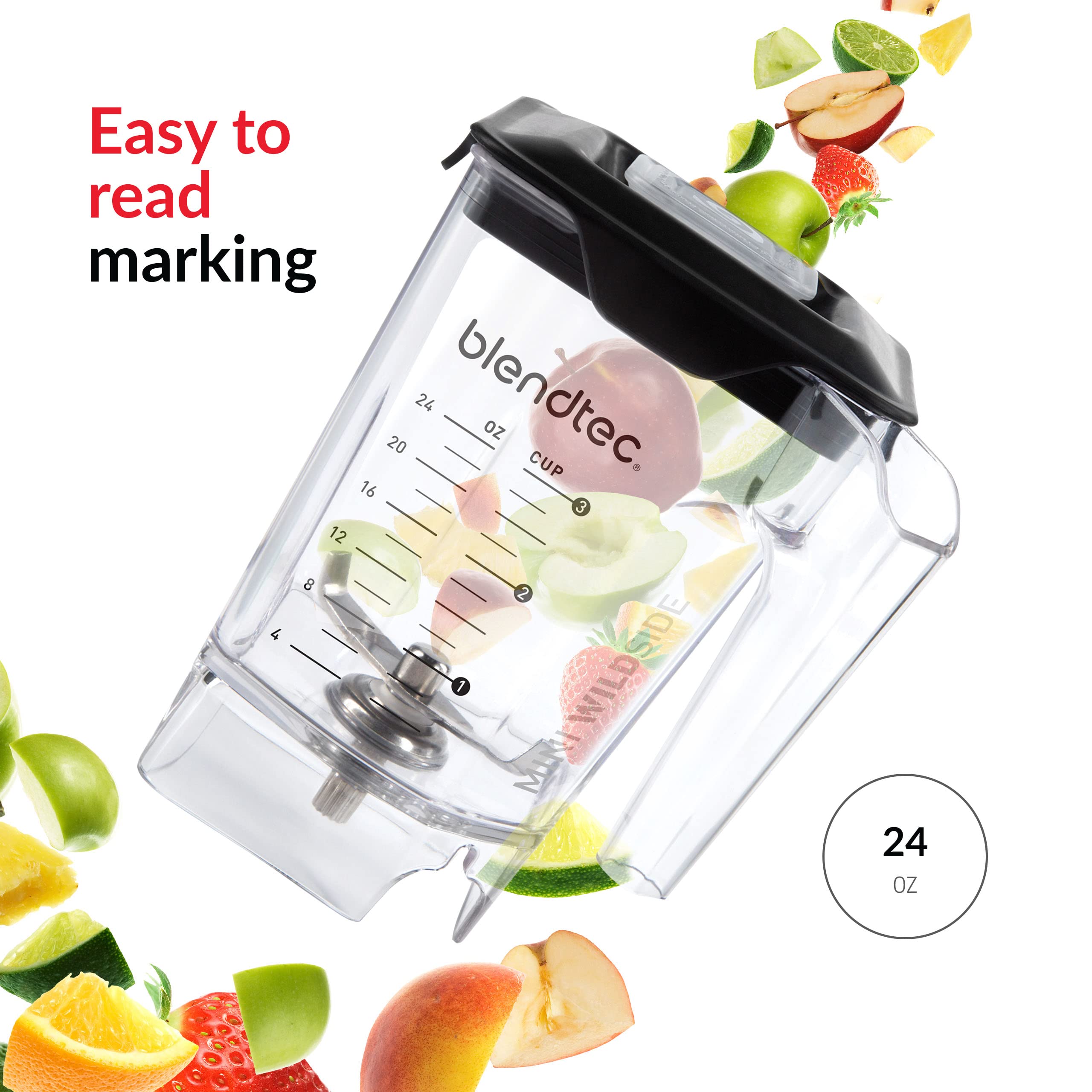 Blendtec Mini WildSide (46 oz), Five Sided, Personalized Blender Jar Vented Latching Lid, BPA-free, Clear