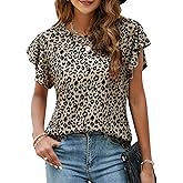 BMJL Women's Casual Cute Shirts Leopard Print Tops Basic Summer Short Sleeve Fashion Soft Blouse Loose Fit Tshirt