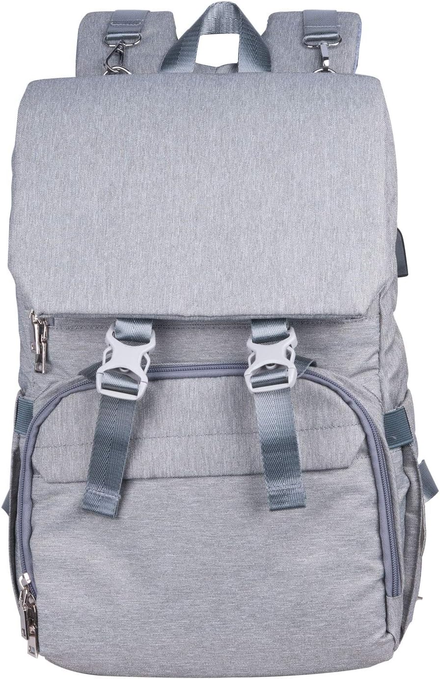 Baby Nappy Changing Bag, Travel Diaper Backpacks/Rucksack, Large-Capacity Waterproof with USB Port, Insulated Pockets, Multi-Function Diaper Bag with Laptop Compartment and Stroller Hooks