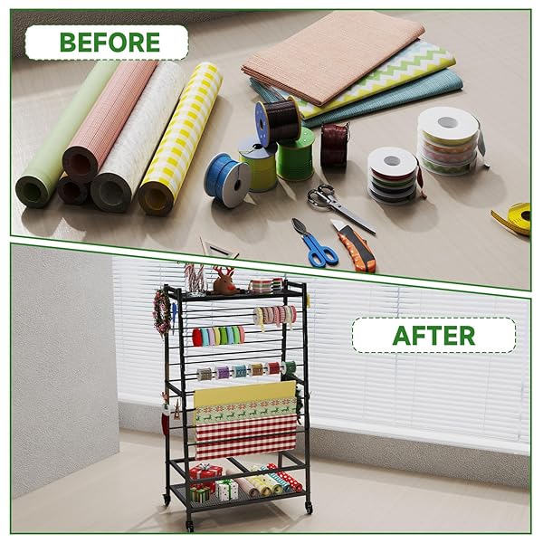 YAGEANNL RIBBON HOLDER-RIBBON ORGANIZER, DOUBLE-SIDED RIBBON HOLDER ORGANIZER RACK,LARGE CAPACITY ROLLING GIFT WRAP RACK RIBBON ORGANIZER FOR CRAFT ROOM