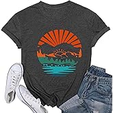 Cowgirls Shirt for Women Country Music Tee Western Vacation OutfitsSunset Boho Cow Graphic Tops