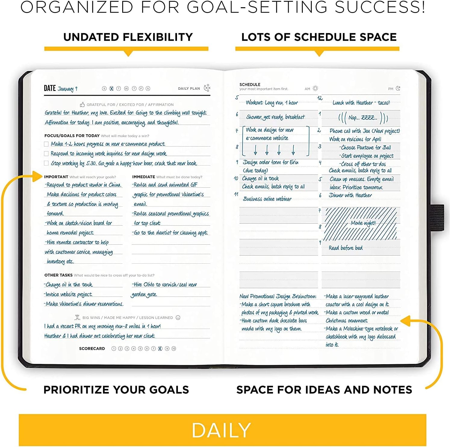 Get Stuff Done Planner for Productivity - 13 Week Undated Planner, 8.3” x 5.5” - Monthly, Weekly And Daily Agenda - Best For Full Focus And Achieving Goals - Personal Organizer for Men & Women : Office Products