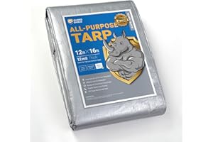 GUARD SHIELD Heavy Duty Tarp Waterproof 12x16 Feet Silver/Black Large Outdoor Tarps Cover 12mil
