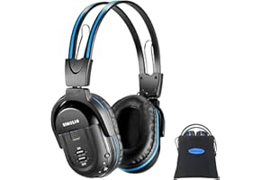 SIMOLIO Vehicle Headphones for Car DVD, Foldable Car Headphones for Rear Entertainment System, Durable IR Headphones for Kids, Wireless Infrared Headphones with 3.5mm AUX Cable and Share Port