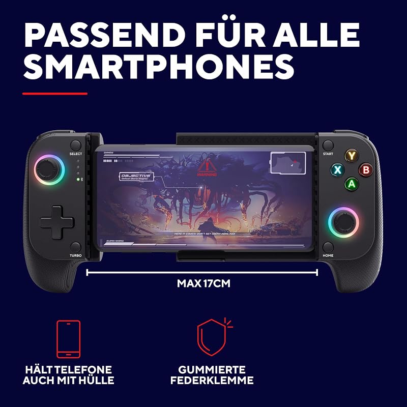 Mylox Bluetooth Handy Controller Handheld Mobile Gaming, Schwarz