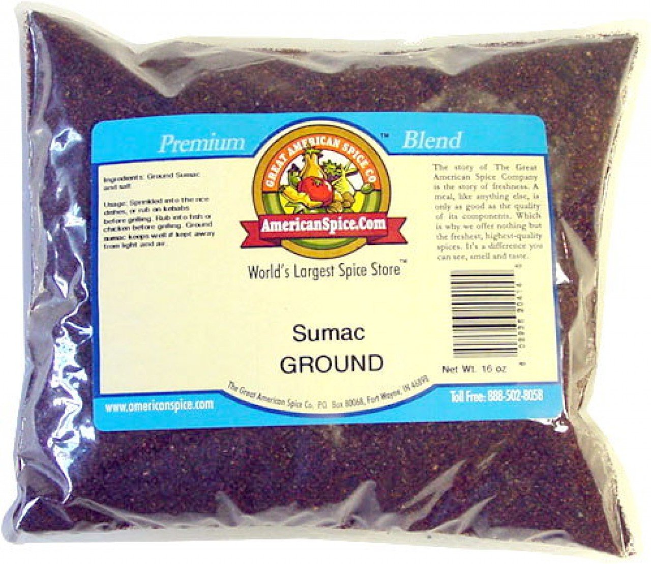 Sumac Ground, Bulk, 16 oz Sumac Spices And Herbs