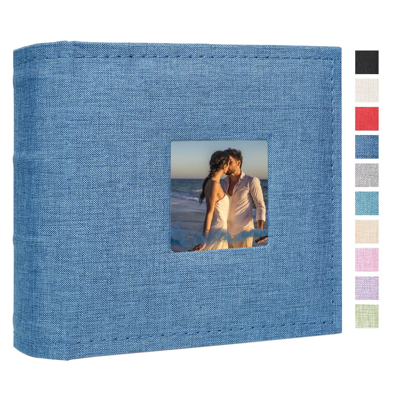 Photo 1 of Cherrich Small Photo Album 4x6 100 Pockets with Writing Space Linen Cover Picture Book Holds 4x6 Photos for Wedding, Baby, Family, Graduation