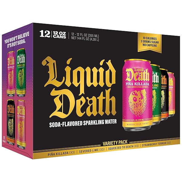 LIQUID DEATH SODA-FLAVORED SPARKLING WATER – MODERN VARIETY,...