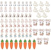 COGCHARGER 80 Pieces Easter Bunny Enamel Charms Pendant Carrots Rabbit Charm Alloy Enamel Pendant Mixed Color for Jewelry Necklace Earring Making Crafts