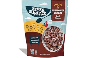 Seven Sundays Sunflower Cereal, Real Cocoa, 8 Oz Bag, Grain & Gluten Free, 5g Upcycled Protein, 1g Added Sugar, Crunchy Chocolate Snack