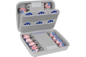 GWCASE Dart Case for 16 Steel and Soft Tip Darts, Carrying Storage Holder Fits for Tips, Shafts, Flights (Box Only)-Light Grey