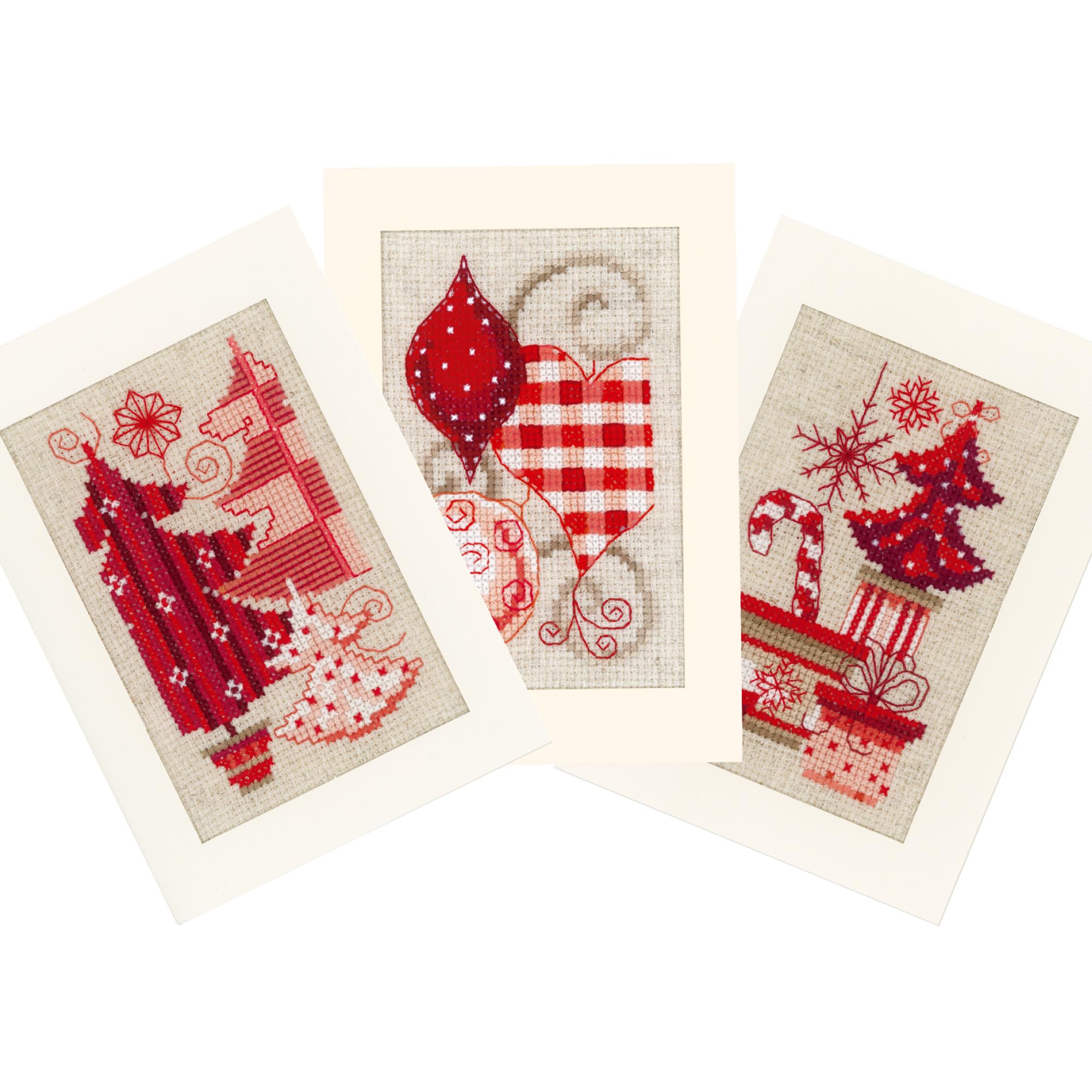 Vervaco Christmas Motif Cards Cross Stitch Kit, Set of 3, Multi-Colour — image 1