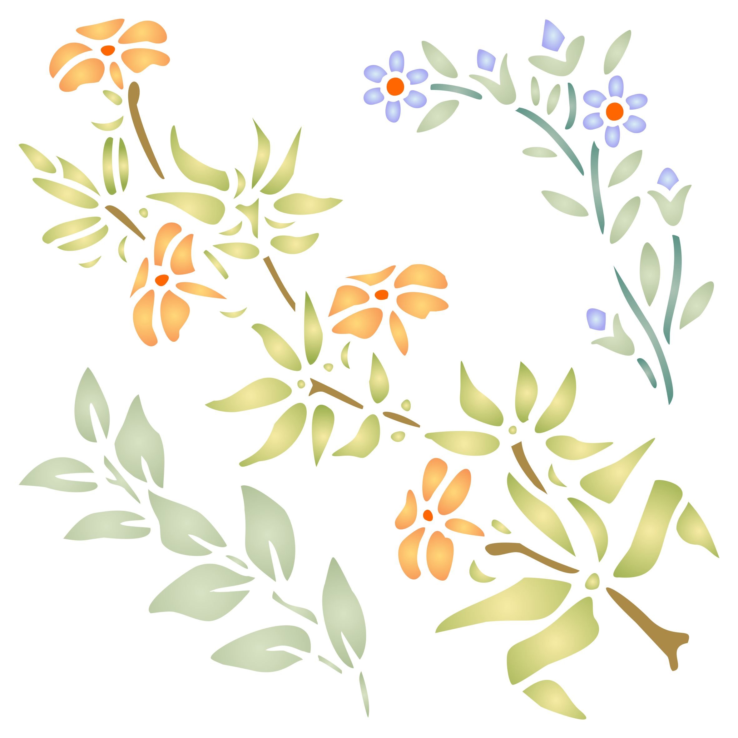 Creeper Stencil - 12.5 x 12.5cm (S) - Reusable Climbing Flowers Leaves Flora Wall Stencil Template