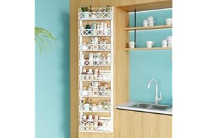 OCKYOOZ Over the Door Pantry Organizer with 8 Adjustable Baskets, 8 Tier Pantry Door Organizer, Metal Over the Door Spice Rac