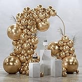 PartyWoo Metallic Gold Balloons 145pcs Chrome Gold Balloons Different Sizes | 18 12 10 5 Inch for Birthday Graduation Baby Shower Wedding Bachelorette Gender Reveal Party Decorations Gold-G127