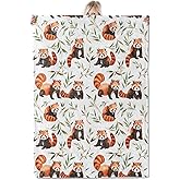 ICAAV Cute Red Panda Flannel Blanket 50x60in,Watercolor Pandas with Bamboo Pattern on White Background,Soft Lightweight Throw for Kids, Girls, Animal Lovers, Bedroom Sofa Decor Gifts Blankets