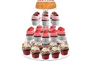 Cupcake Stand, 4 Tier Cupcake Stands for 38 Cupcakes, Round Acrylic Dessert Table Display, Clear Cupcake Tower Holder Display