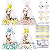 Yeaqee 36 Pcs 12 Pack 8 x 10 Inch Easter Baskets for Gifts Empty Bunny Baskets with Bows Ribbons Bulk Thank You Appreciation Gift Box for Holiday Party Favors