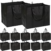 DIOMMELL 12 Pack Reusable Grocery Bags Large Foldable Heavy Duty Shopping Tote Produce Bag with Reinforced Handles for Groceries Clothes Vegetables Fruit, Black