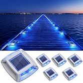Solar Dock Lights Outdoor 6 Pack, IP68 Waterproof Driveway Deck Light, Blue | Solar Powered Deck Dock Driveway Markers Lights for Dock Steps Pathway Walkway Sidewalk Pool Stair Garage Marine Use