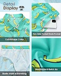 Poekuao Men's Hawaiian Matching Set Summer Beach