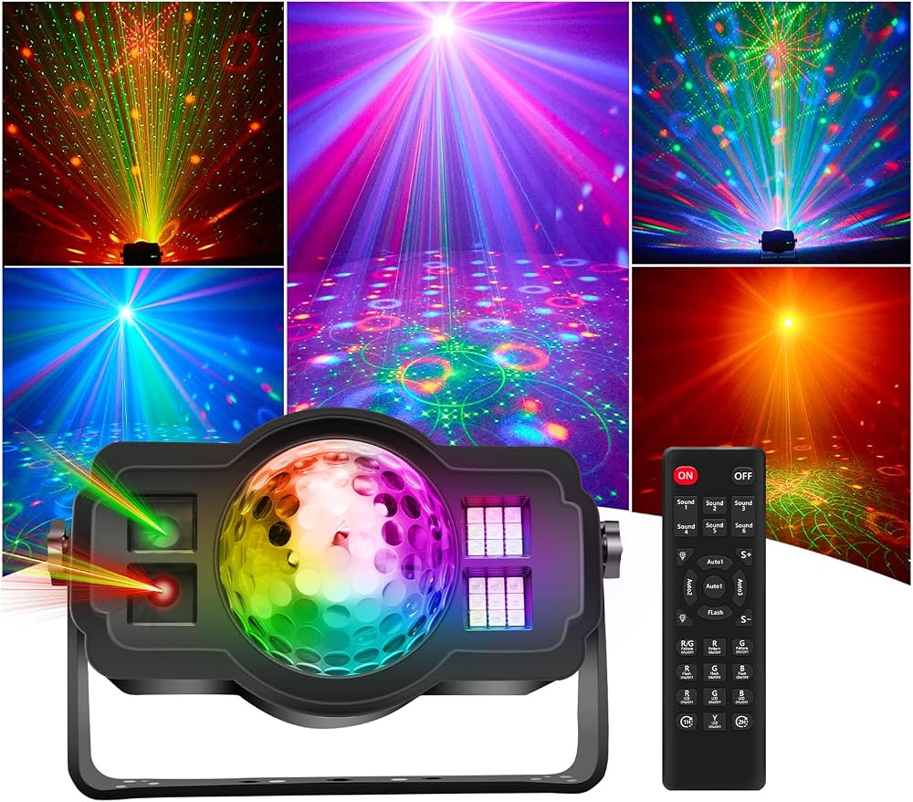 LITE WORLD Disco Lights RGB LED Strobe Ball Light 9 Modes Remote