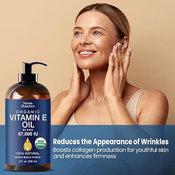 ORGANIC VITAMIN E OIL BLEND 67,000 IU – 8 FL OZ – MADE FROM PURE, NATURAL OILS FOR SKIN, SCARS & FACE – ACEITE DE VITAMINA E – NEXON BOTANICS
