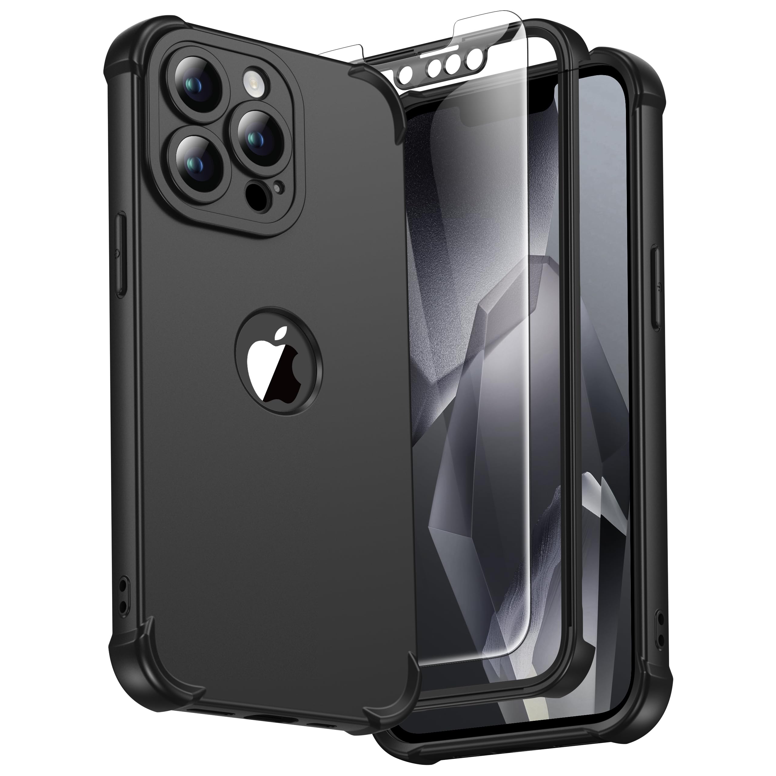 ORETECH for iPhone 13 Pro Max Case, with [2 x Tempered Glass Screen Protector] [Camera Protection] [Military Grade Protective] Slim Fit Bumper iPhone 13 Pro Max Phone Case Cover - Black — image 1