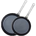 Viking Non Stick Frying Pans, Blue Carbon Steel Kitchen Cookware, 10 and 12 Inch, Black