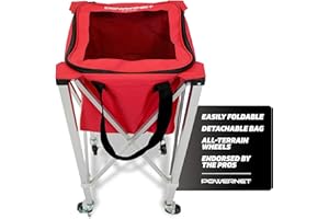 PowerNet Wheeled Caddy Cart for Baseball, Softball and Tennis Balls, Portable Multi Sport Baseball & Tennis Ball Hopper for Use During Training and Drills