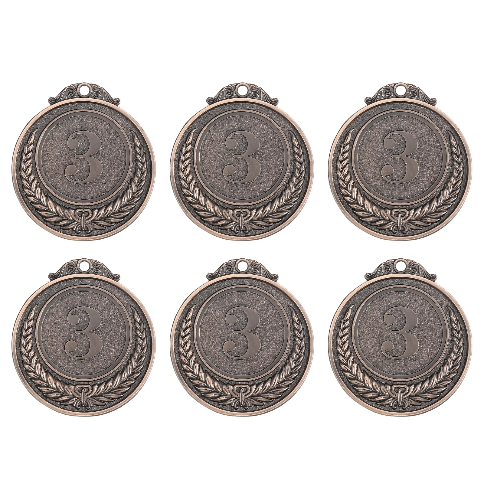 PATIKIL 3rd Blank Award Medals, 6 Pcs Round Flat Metal Medals with Wheat Pattern Alloy Award Pendant for Competitions Sports Meetings Party, Copper