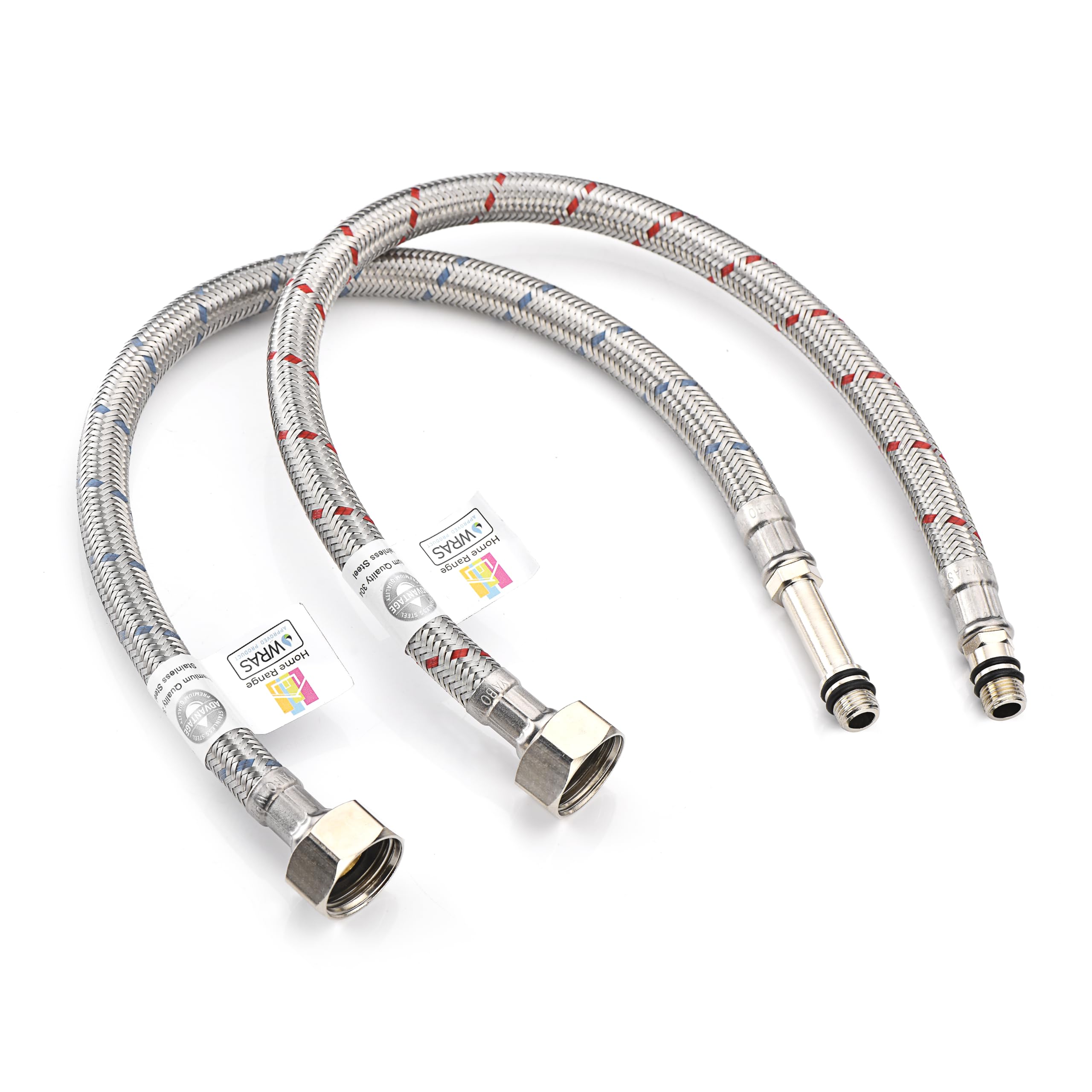 Home Range 2X M10 x 1/2, |9 Lengths|400mm Flexible Tap Connectors, Braided Stainless Steel Flexi for Kitchen & Basin Monobloc Mixer Taps, WRAS Approved, Rust & Corrosion Resistant, 1/2" BSP UK Fitting