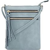 DELUXITY | Crossbody Purse Bag | Functional Multi Pocket Double Zipper Purse | Adjustable Strap | Medium Size Purse | Pacific