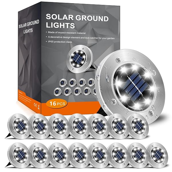 INCX SOLAR LIGHTS OUTDOOR WATERPROOF, 16 PACK SOLAR LIGHT FOR OUTSIDE, GARDEN LIGHTS LANDSCAPE LIGHTING FOR PATIO PATHWAY LAWN YARD DECK DRIVEWAY WALKWAY, COLD WHITE