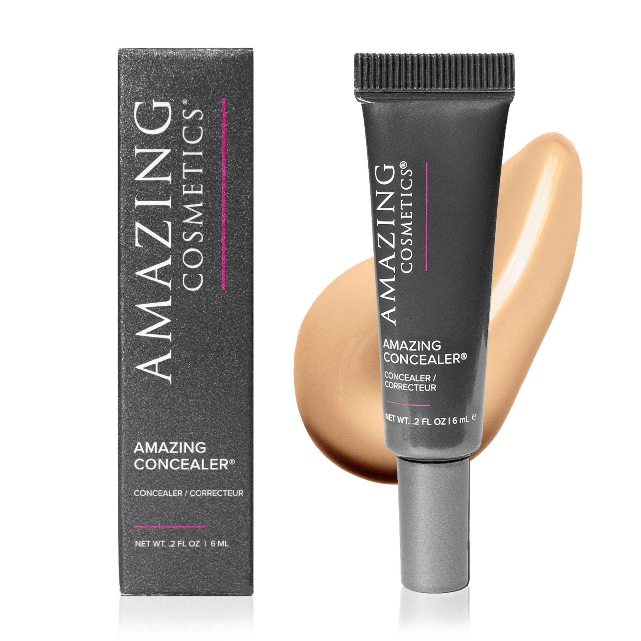 AmazingCosmetics AMAZINGCONCEALER, full coverage long wear concealer makeup for undereye dark circles, acne, blemishes and spots, color correcting shades, melts into skin for most natural finish
