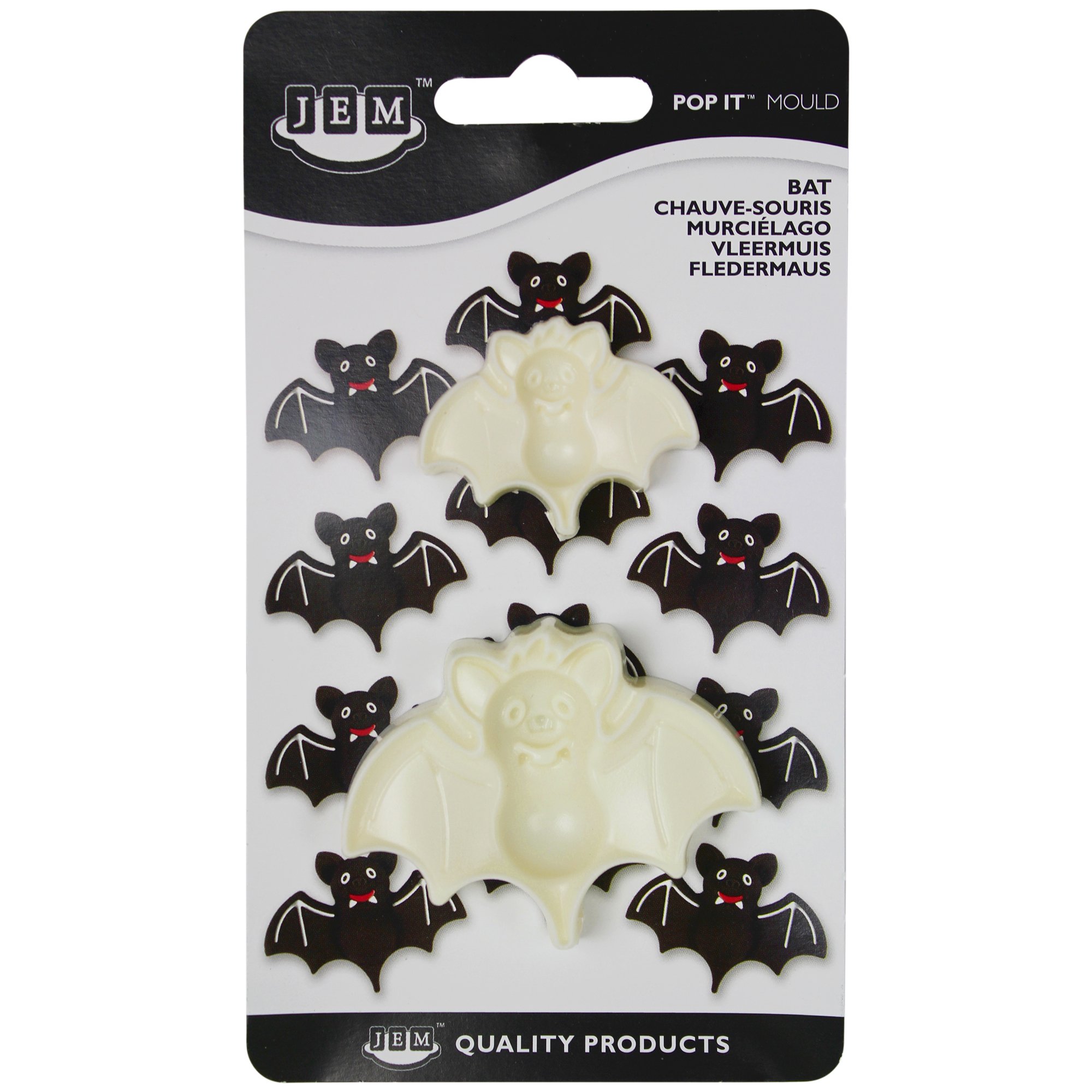PME 1102EP011 JEM "Pop It" Bat Shaped Mould for Cake Decorating, Large/Small, Set of 2, Off-white, 6x2x5 cm